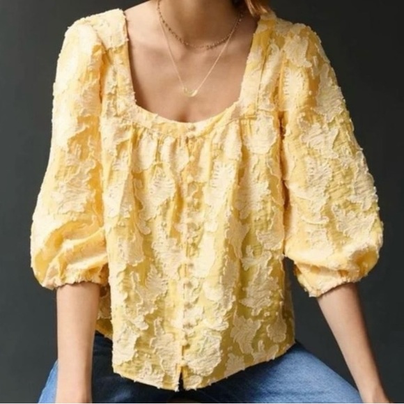 Anthropologie Tops - Anthropology Floral Appliqué Shirt top